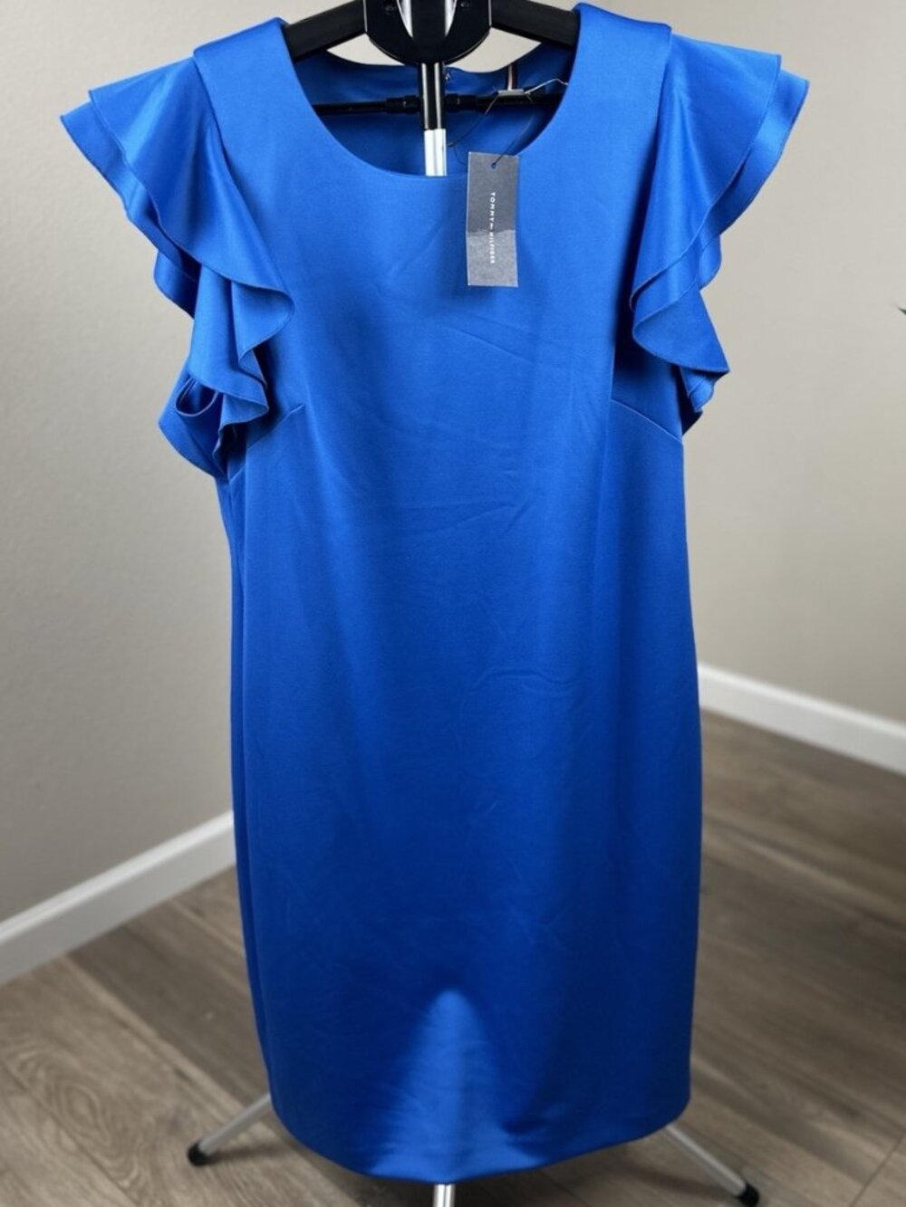 Tommy Hilfiger Women’s Size 16 Blue Ruffle Sleeve Shift Dress NWT